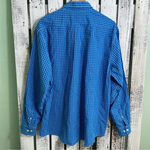 G.H. Bass & Co. Blue & White Plaid Slim Fit Button Up Dress Shirt Men’s Size XL - Picture 8 of 10